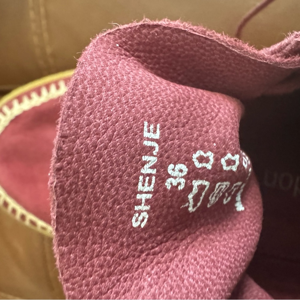 Laidback London Burgundy Suede Ankle Boots with Cream Stitching - Picture 7 of 7